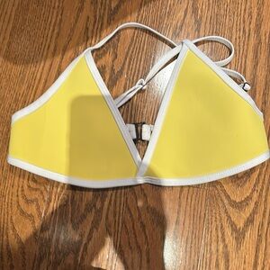 HOAKA Hawaii yellow/white set cheeky board top bikini top Medium Plus